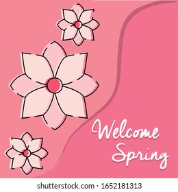 Welcome srping illustration with a flower icon - Vector