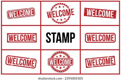 Welcome stamp red rubber stamp on white background. Welcome stamp sign. Welcome stamp.