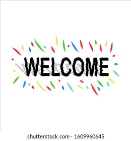 Welcome. Sticker concept, banner. Vector holiday illustration.