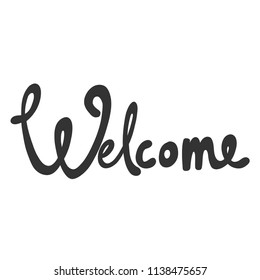 Welcome. Sticker for social media content. Vector hand drawn illustration design. Bubble pop art comic style poster, t shirt print, post card, video blog cover