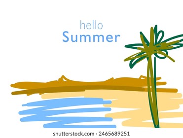 welcome Summer. art drawing Horizontal poster, greeting card, for website