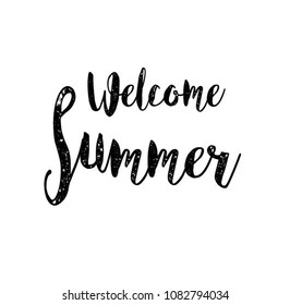 Welcome summer. Calligraphic text. Vector illustration