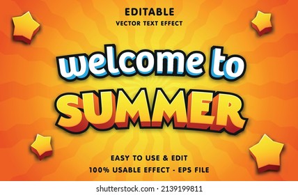 Welcome To Summer Editable Text Effect With Modern And Simple Style, Usable For Logo Or Campaign Title