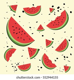 Welcome Summer inscription on the background of watermelon.