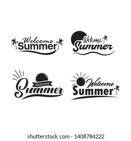 Welcome summer lettering set vector