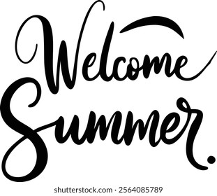 Welcome Summer text, Bright, Sunny Days and Outdoor Adventures