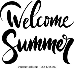 Welcome Summer text, Bright, Sunny Days and Outdoor Adventures