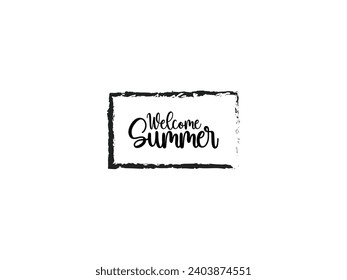 Welcome summer Text Design on white background. Vector Illustration