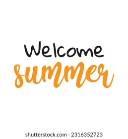 welcome summer text on white background.