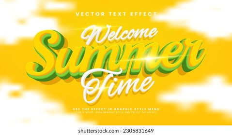 Welcome summer time editable text style effect. Vector text effect, with summer season event.