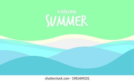 Welcome Summer vector background. Vector Colorful liquid and fluid background for summer collection. Creative vector template for trendy post design. Perfect for flyer, banner, poster, sale template.