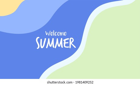 Welcome Summer vector background. Vector Colorful liquid and fluid background for summer collection. Creative vector template for trendy post design. Perfect for flyer, banner, poster, sale template.