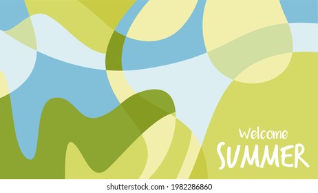 Welcome Summer vector background. Vector Colorful liquid and fluid background for summer collection. Creative vector template for trendy post design. Perfect for flyer, banner, poster, sale template.