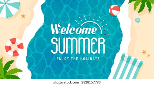 Welcome Summer  vector banner illustration