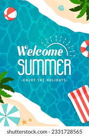 Welcome Summer  vector banner illustration