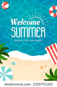 Welcome Summer  vector banner illustration