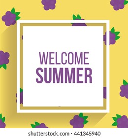 welcome summer, vector in fruits texture backdrop