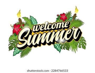 Welcome Summing Greeting Design Tropical