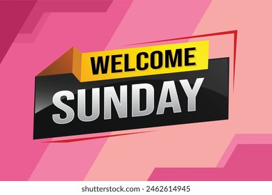 bienvenido Domingo palabra concepto de texto icono logo signo símbolo nota de Vector estilo 3d para uso página de destino, Plantilla, redes sociales, Web, App móvil, póster, Anuncio, flyer, fondo, Tarjeta de regalo, Cupón

