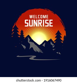 welcome sunrise t shirt print for activity adventure