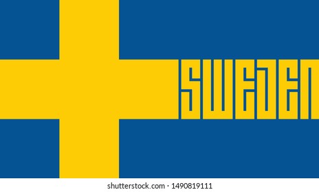 Welcome to Sweden. Stylized lettering in the colors of the Swedish flag. Original inscription for t-shirt, tourist poster or postcard.