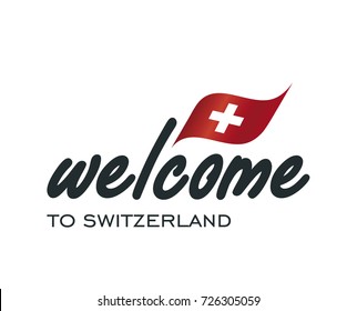 Welcome to Switzerland flag sign logo icon