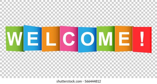 Welcome tag. Market message. Flat vector illustration on white background