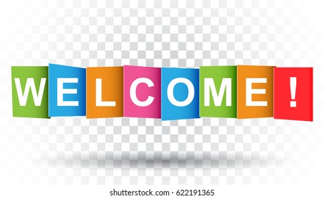 Welcome tag. Market message. Flat vector illustration on isolated background