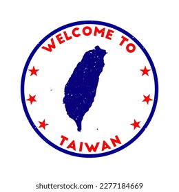 Welcome to Taiwan stamp. Grunge country round stamp with texture in Red color theme. Vintage style geometric Taiwan seal. Captivating vector illustration.