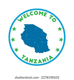 Welcome to Tanzania stamp. Grunge country round stamp with texture in green color theme. Vintage style geometric Tanzania seal. Charming vector illustration.