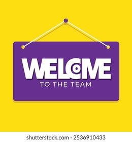 Welcome to the team announcement template banner poster. Join our team hiring social media post design. Welcoming tag, sticker, label.