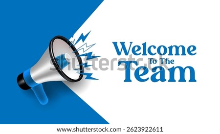 Welcome to the team with blue text and announcement vector