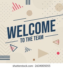Welcome to the Team graphic featuring minimalist modern design for employee onboarding and new hire announcements. Perfect for social media posts, email headers and office displays in vector format