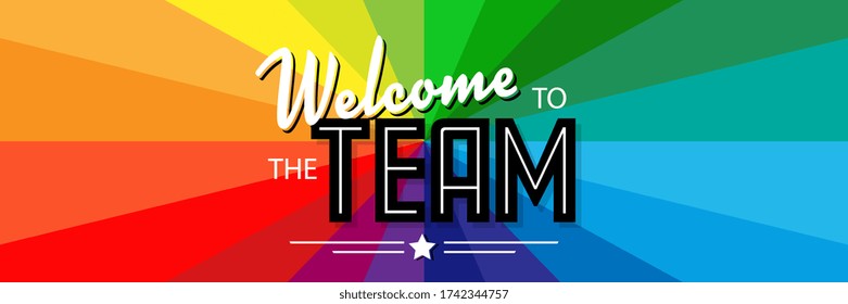 Welcome to the team on radial stripes background