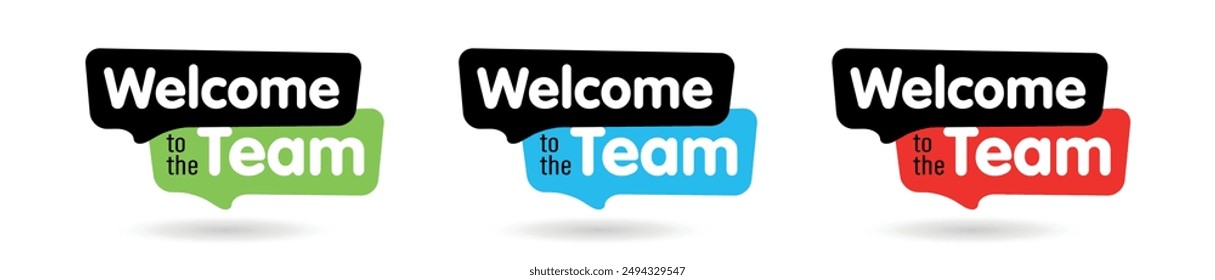 Welcome to the team on speech bubble
