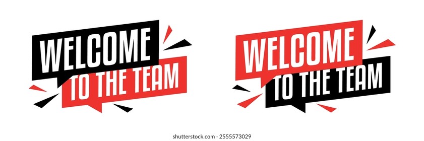 Welcome to the team on speech bubble
