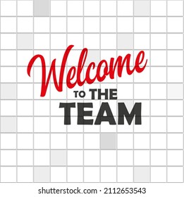 welcome to the team on white background