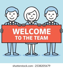 Welcome to the team. Text with long shadow. Simple minimal typography banner vector illustration