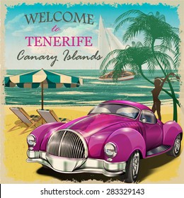 Welcome to Tenerife retro poster.