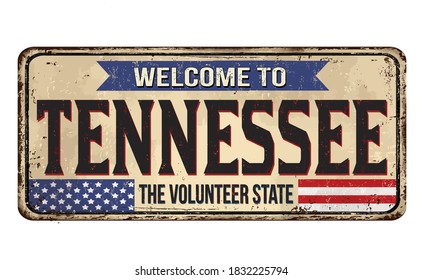 Welcome to Tennessee vintage rusty metal sign on a white background, vector illustration