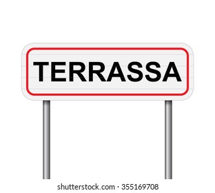 Welcome to Terrassa, Spain road sign vector