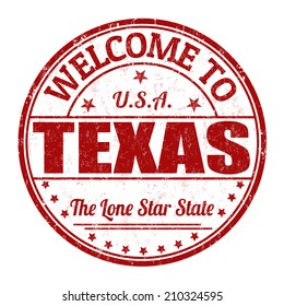 Bienvenue au Texas, timbre grunge caoutchouc sur fond blanc, illustration vectorielle