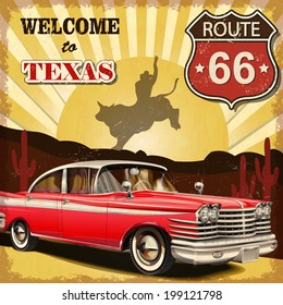 Welcome to Texas retro poster.
