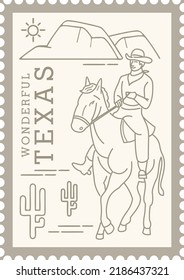 Welcome to Texas Vintage Design for Stamp, Sticker, Poster, or Post Card