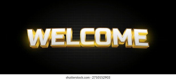 Welcome text banner with a combination of white and gold that looks elegant and luxurious