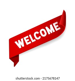 Welcome text banner. Flat style vector illustration.