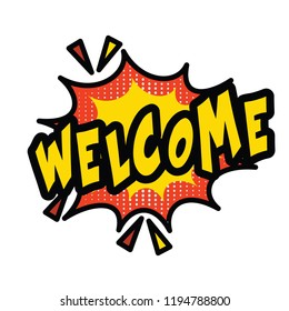 welcome text comic book vector