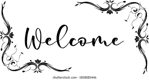 texto de bienvenida con vector de borde lateral decorativo
