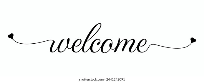 Welcome text design vector. Welcome script text letter design poster, banner, background. Welcome simple text.