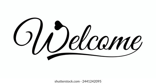 Welcome text design vector. Welcome script text letter design poster, banner, background. Welcome simple text.